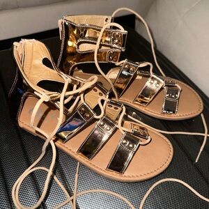Gold Strappy Sandals